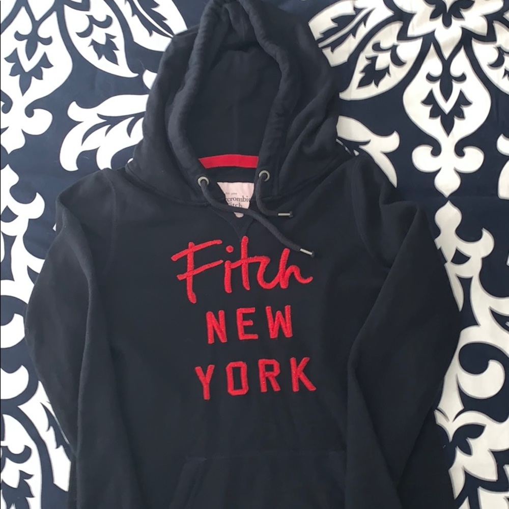 Women's Navy with Red Stitched Abercrombie Hoodie